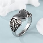 Heart and Wings Design Silver Unisex Stainless Steel Ring丨G002749 - Image 2