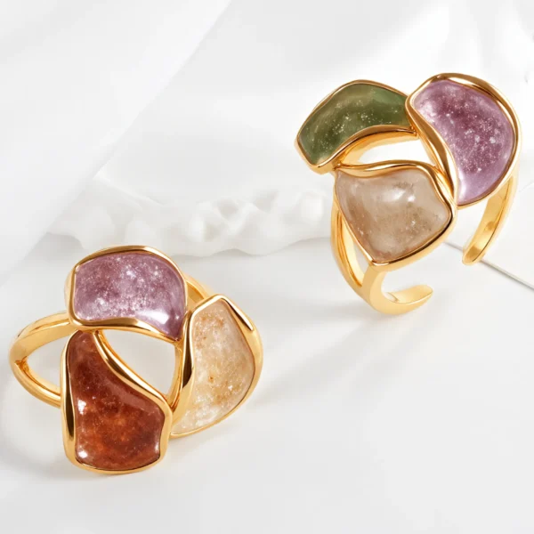 Colorful Floral Stainless Steel Ring Unique Design for Women | G004374