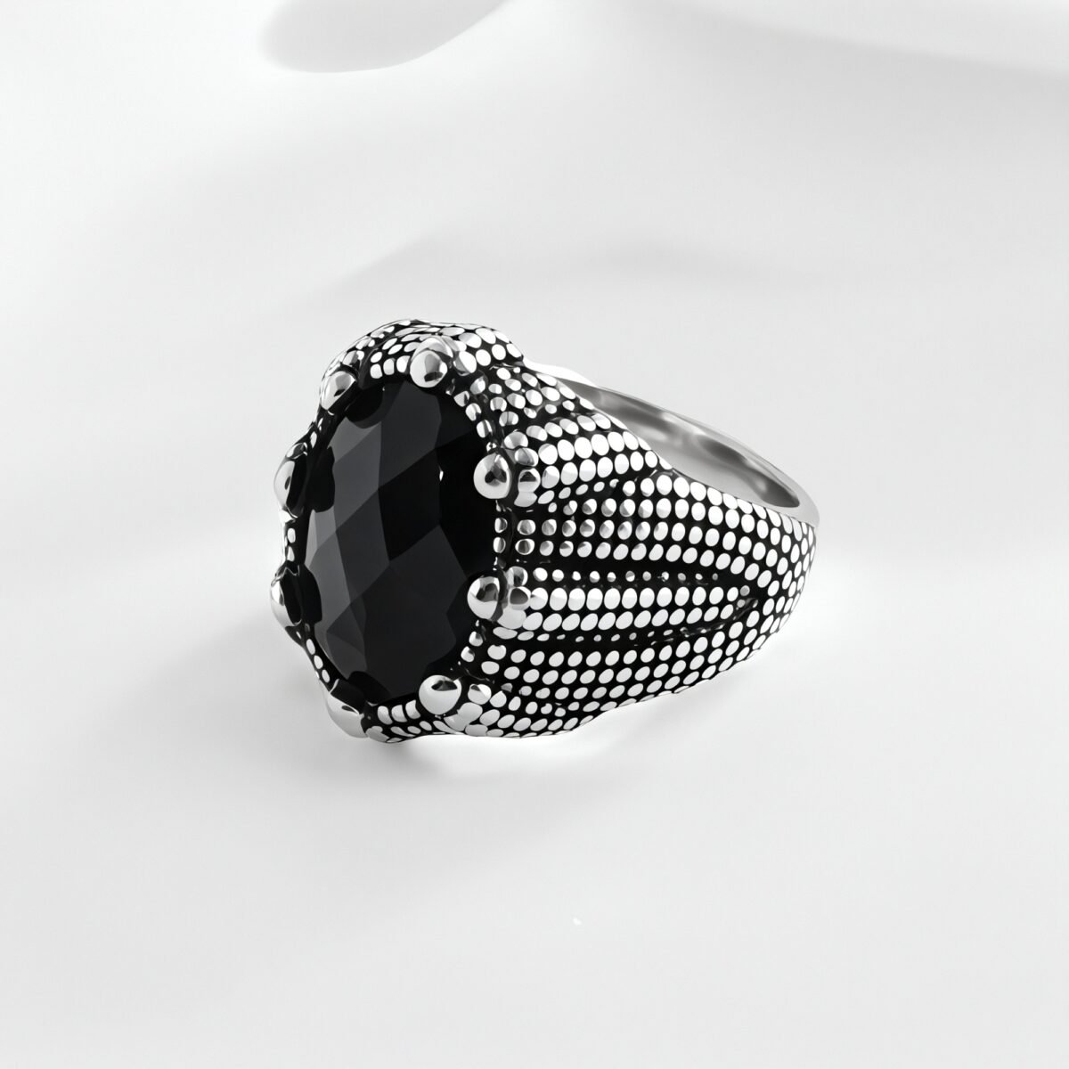 Bold Gemstone Inlay Stainless Steel Retro Ring for Men | BL459 - Image 6