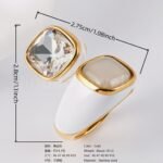 24K Gold-Plated Stainless Steel Square Gemstone Minimalist Luxury Women's Ring - Image 2