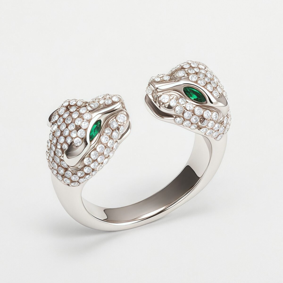 Luxury Leopard Inlay Emerald Diamond Stainless Steel Unisex Ring丨G002495JB - Image 3