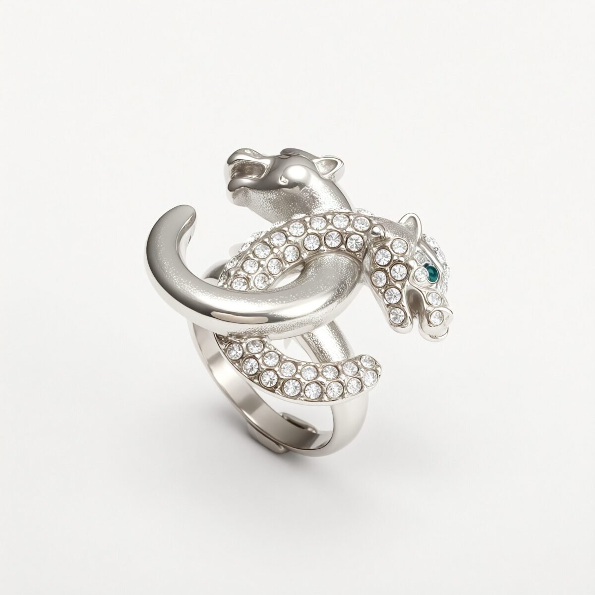 Luxury Leopard Inlay Emerald Diamond Stainless Steel Unisex Ring丨G004093 - Image 2