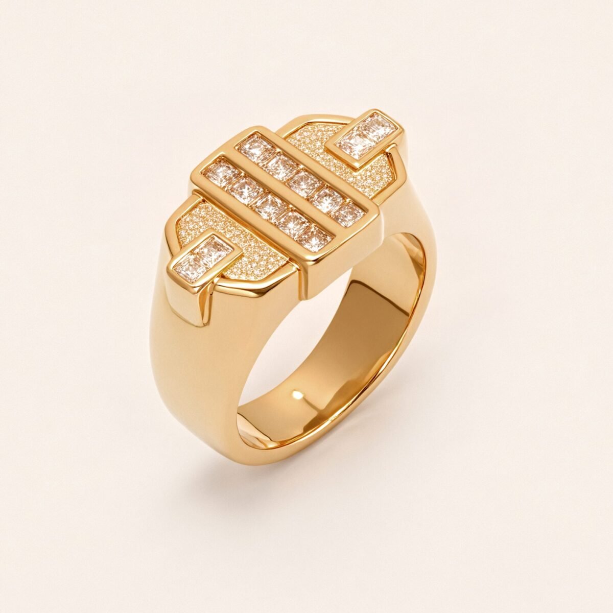 Fashion Square Gemstone Decorative Stainless Steel Ring Unisex Ring | N00719 - Image 2