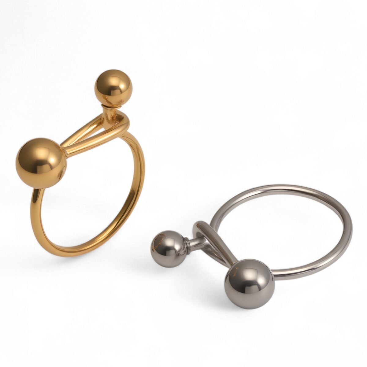 Creative Double Ball Ring Ladies Stainless Steel Ring丨G003607 - Image 1