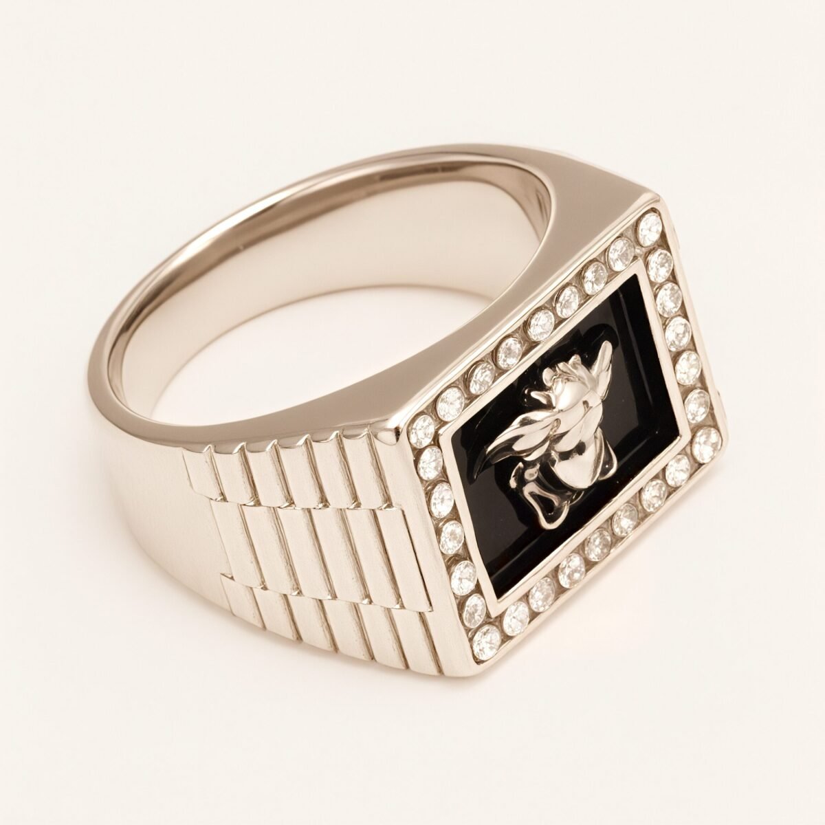 Stylish Men's Stainless Steel Ring Embellished with Diamonds and Medusa Motif | DZ299 - Image 3