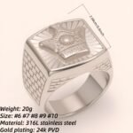 Men's Cool Stainless Steel Ring with Crown Pattern | G003771G - Image 2