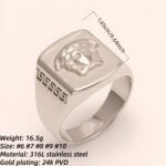 Trendy Men's Stainless Steel Ring with Embossed Medusa and Meander Pattern | G002659G - Image 2