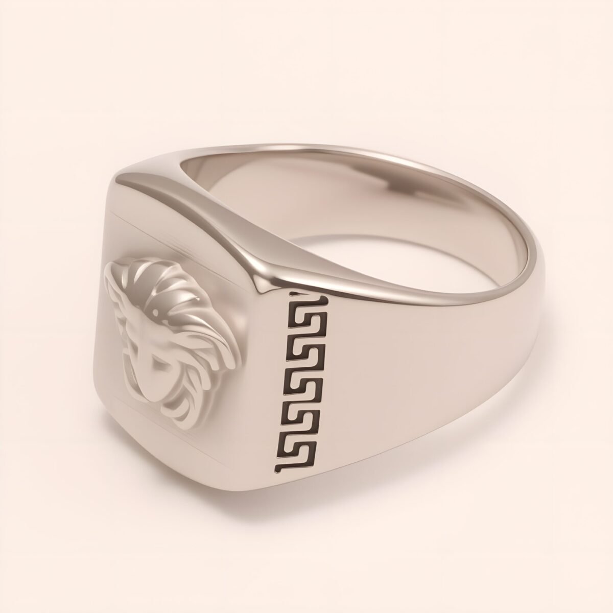 Trendy Men's Stainless Steel Ring with Embossed Medusa and Meander Pattern | G002659G - Image 4