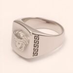 Trendy Men's Stainless Steel Ring with Embossed Medusa and Meander Pattern | G002659G - Image 4