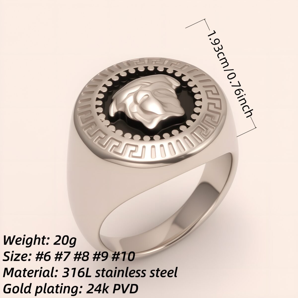 Men's Cool Medusa - themed Stainless Steel Ring | G002057G - Image 2