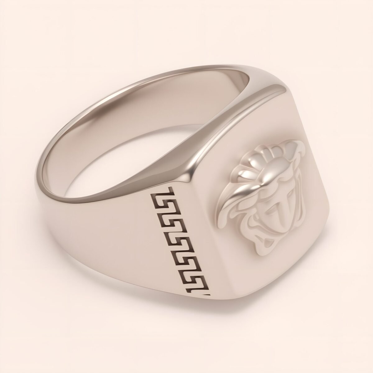 Trendy Men's Stainless Steel Ring with Embossed Medusa and Meander Pattern | G002659G - Image 3