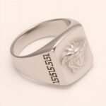Trendy Men's Stainless Steel Ring with Embossed Medusa and Meander Pattern | G002659G - Image 3