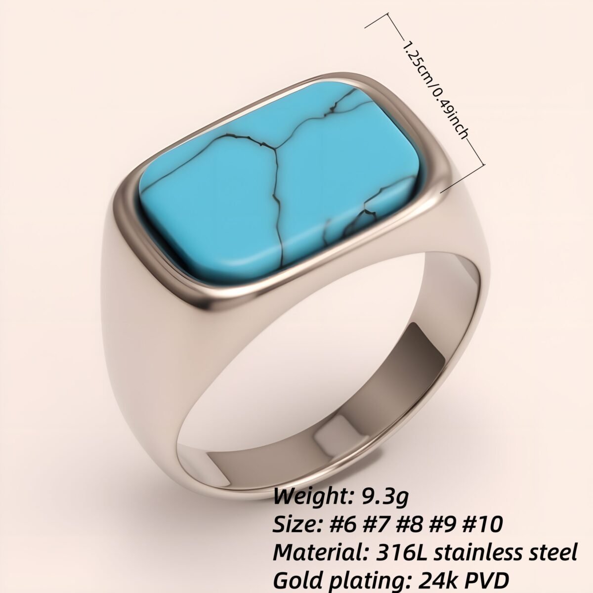 Multicolored Gem - set Square Stainless Steel Ring - Trendy and Personalized Jewelry | XUBLH-AG - Image 2