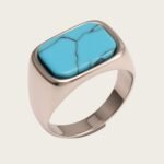 Multicolored Gem - set Square Stainless Steel Ring - Trendy and Personalized Jewelry | XUBLH-AG - Image 3