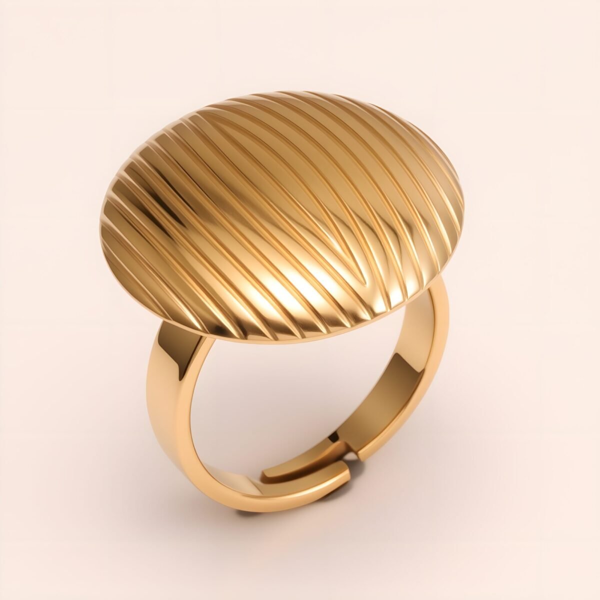 Striped Oval Stainless Steel Open - Ring - Stylish & Versatile for Men and Women | G006424 - Image 3
