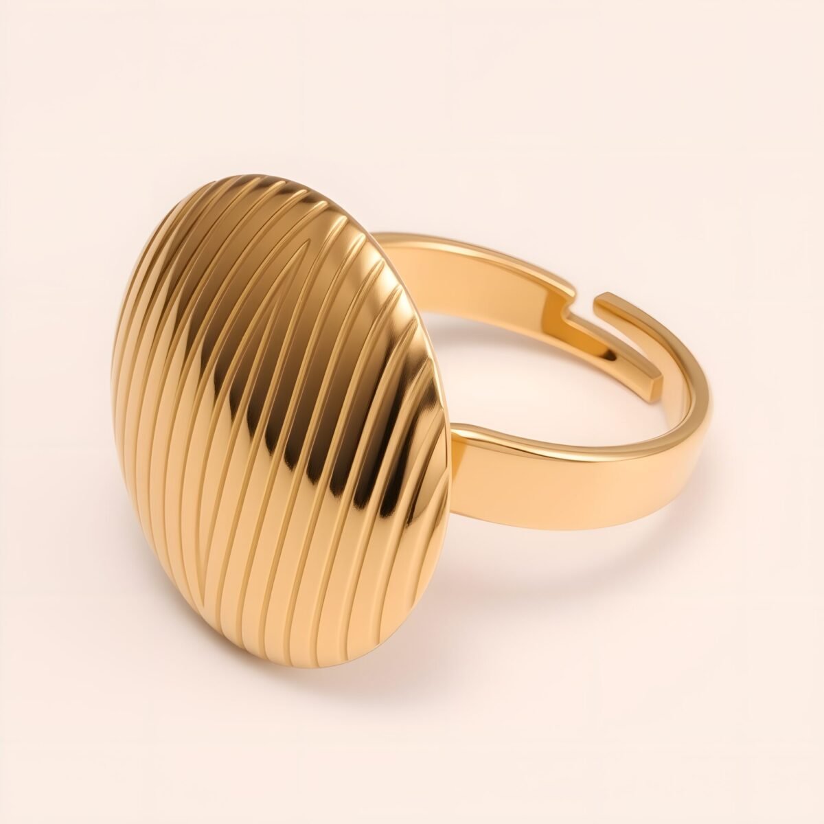 Striped Oval Stainless Steel Open - Ring - Stylish & Versatile for Men and Women | G006424 - Image 4