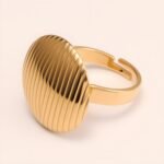 Striped Oval Stainless Steel Open - Ring - Stylish & Versatile for Men and Women | G006424 - Image 4