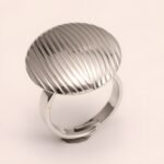 Striped Oval Stainless Steel Open - Ring - Stylish & Versatile for Men and Women | G006424 - Image 5