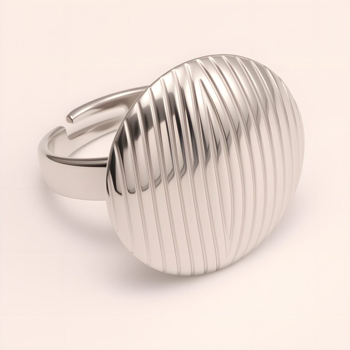 Striped Oval Stainless Steel Open - Ring - Stylish & Versatile for Men and Women | G006424 - Image 6