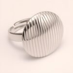 Striped Oval Stainless Steel Open - Ring - Stylish & Versatile for Men and Women | G006424 - Image 6