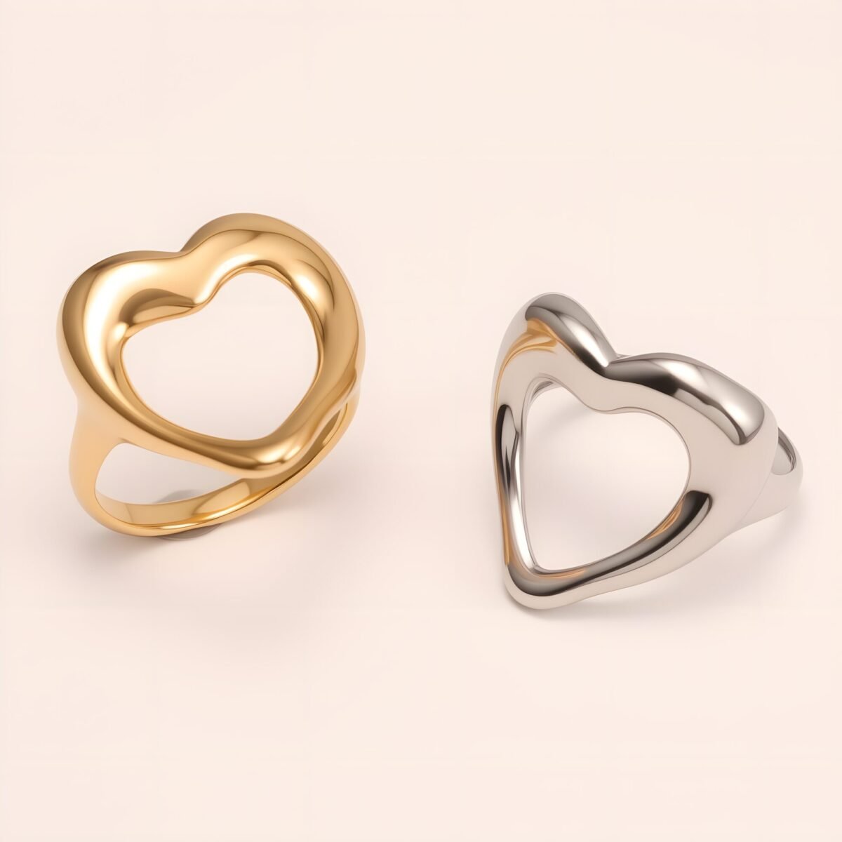 Heart - shaped Stainless Steel Ring - Romantic Couple Jewelry | G004959 - Image 1