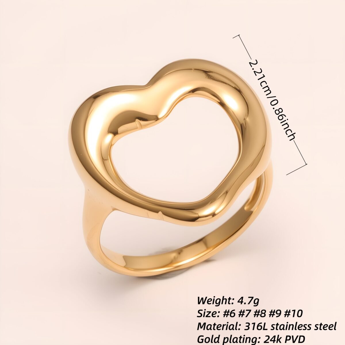 Heart - shaped Stainless Steel Ring - Romantic Couple Jewelry | G004959 - Image 2