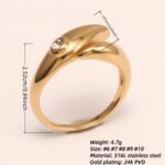 Minimalist Diamond - Set Streamlined Stainless Steel Ring - Trendy & Versatile Jewelry | G004275 - Image 2