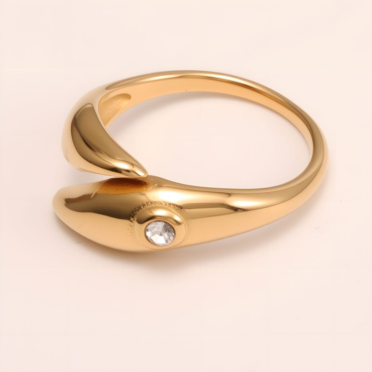 Minimalist Diamond - Set Streamlined Stainless Steel Ring - Trendy & Versatile Jewelry | G004275 - Image 4