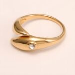 Minimalist Diamond - Set Streamlined Stainless Steel Ring - Trendy & Versatile Jewelry | G004275 - Image 4