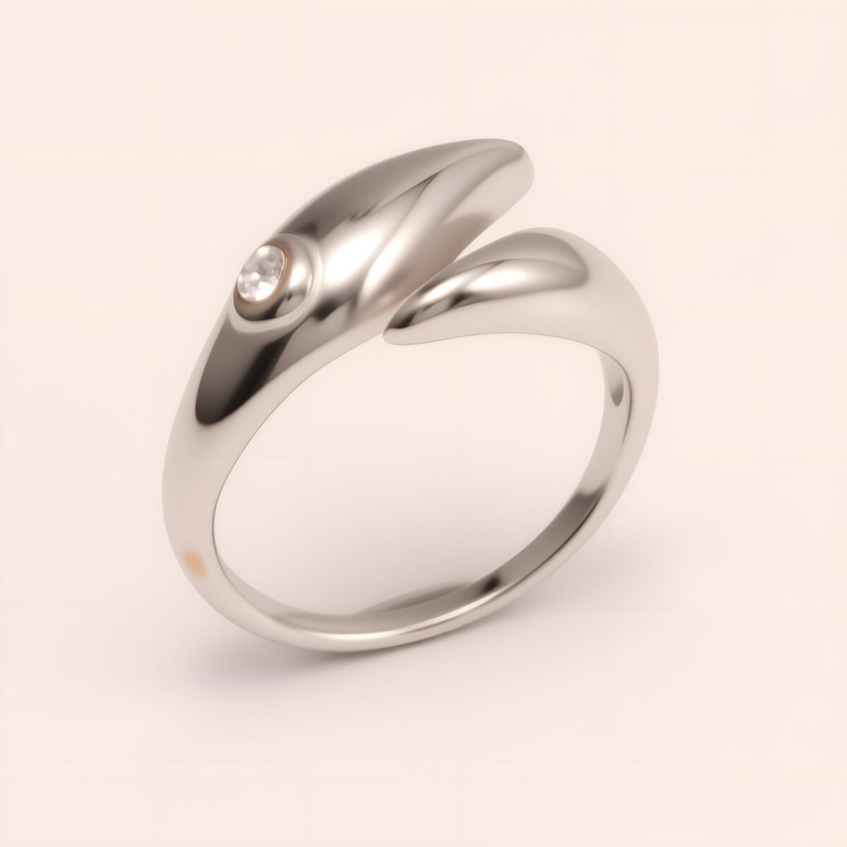 Minimalist Diamond - Set Streamlined Stainless Steel Ring - Trendy & Versatile Jewelry | G004275 - Image 5