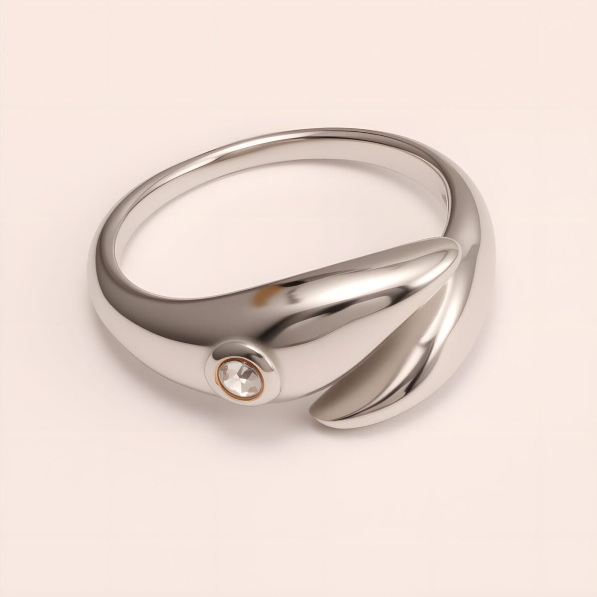 Minimalist Diamond - Set Streamlined Stainless Steel Ring - Trendy & Versatile Jewelry | G004275 - Image 6