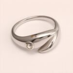 Minimalist Diamond - Set Streamlined Stainless Steel Ring - Trendy & Versatile Jewelry | G004275 - Image 6