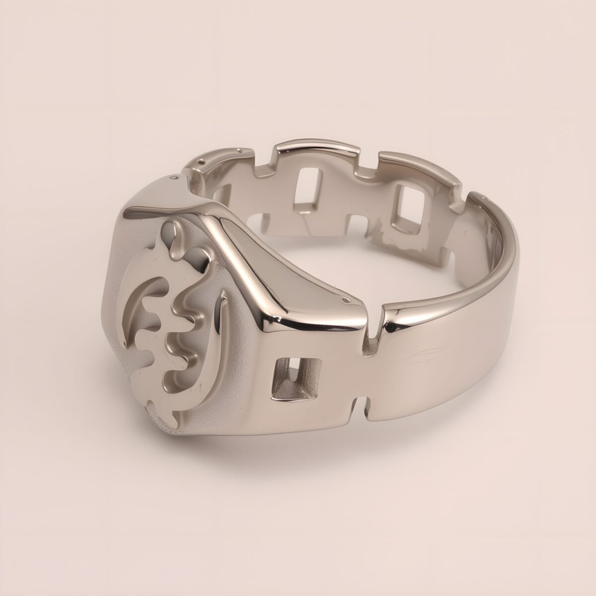 Uniquely - patterned Octagonal Stainless Steel Ring - Stylish Choice for Men | G003451G - Image 4