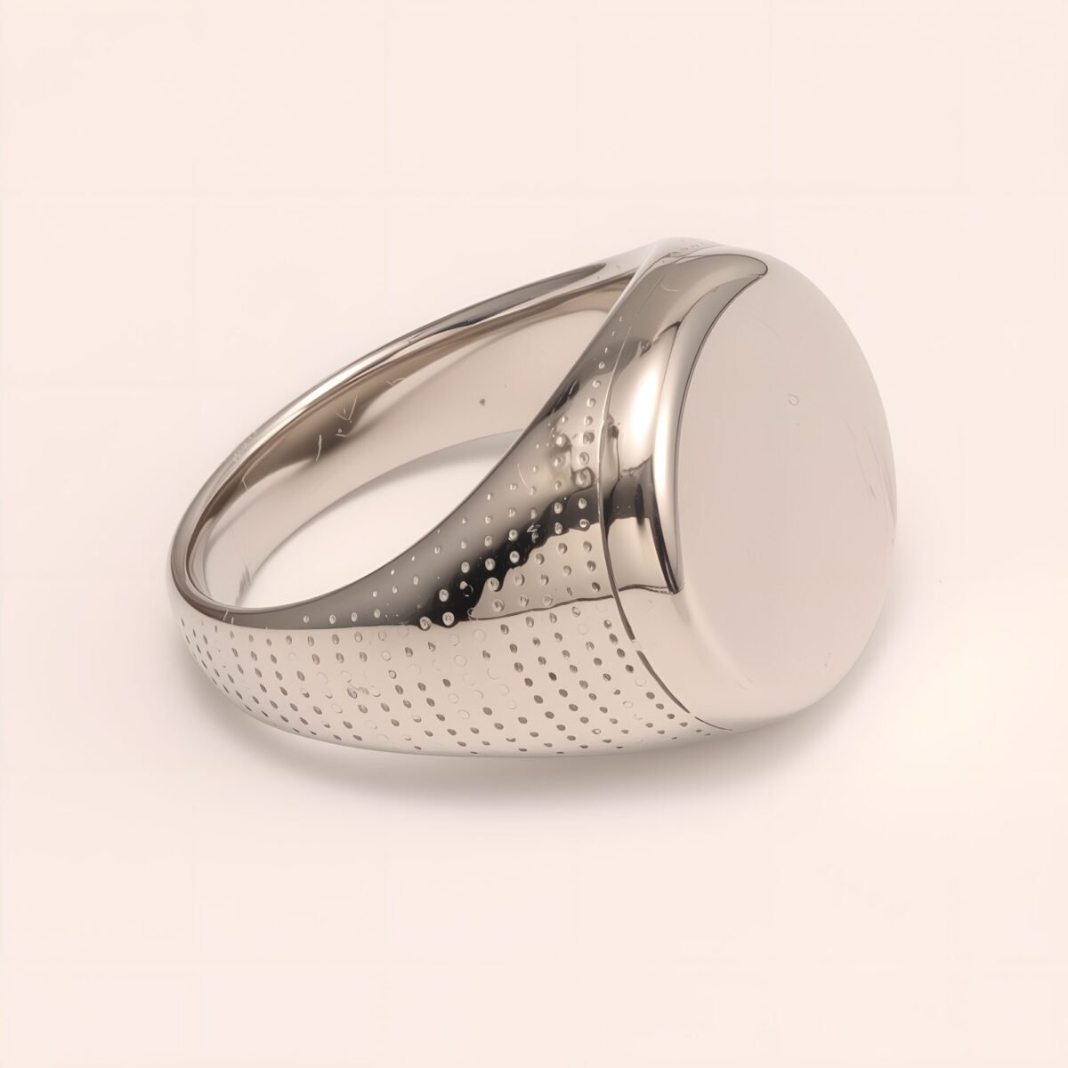 Minimalist Round - faced Perforated Stainless Steel Ring - Stylish Accessory for Men | BL1166G - Image 4
