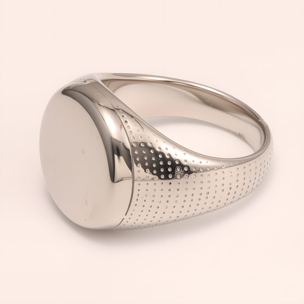 Minimalist Round - faced Perforated Stainless Steel Ring - Stylish Accessory for Men | BL1166G - Image 3