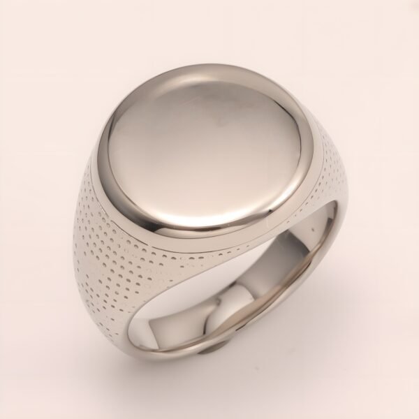 Minimalist Round - faced Perforated Stainless Steel Ring - Stylish Accessory for Men | BL1166G