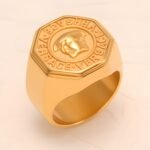 Classic Embossed Logo Octagonal Stainless Steel Ring - Trendy & Versatile Jewelry | G0034 - Image 3