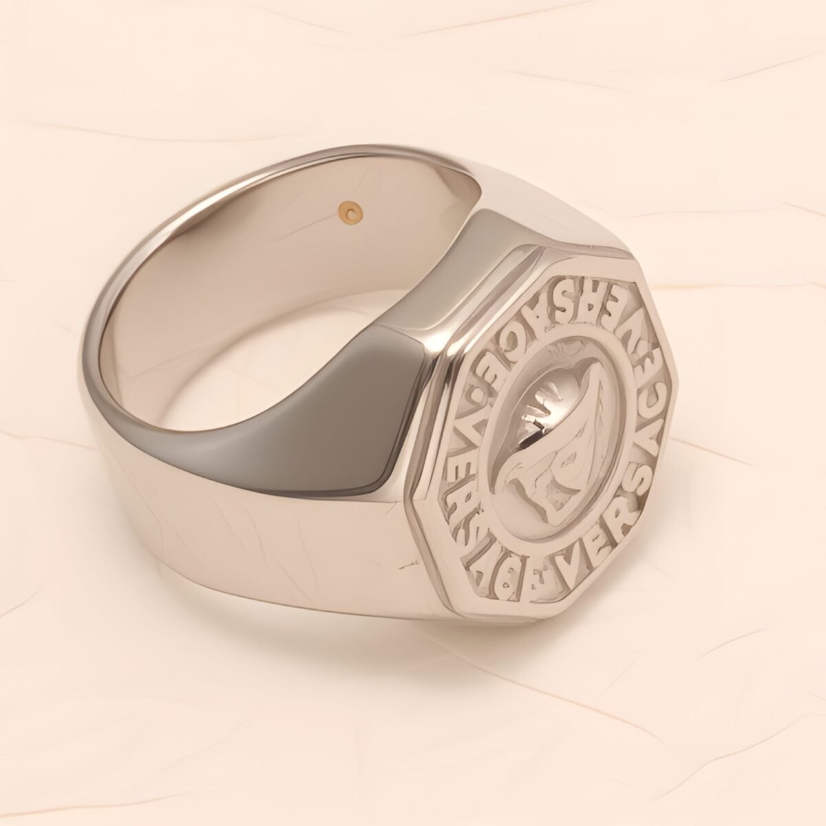 Classic Embossed Logo Octagonal Stainless Steel Ring - Trendy & Versatile Jewelry | G0034 - Image 6