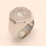 Classic Embossed Logo Octagonal Stainless Steel Ring - Trendy & Versatile Jewelry | G0034 - Image 5