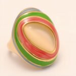 Oval Color - Block Wide - Band Ring, Stylish Women's Eye - Catching Accessory | G004499 - Image 3