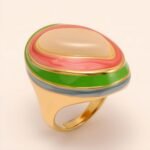 Oval Color - Block Wide - Band Ring, Stylish Women's Eye - Catching Accessory | G004499