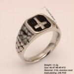 Vintage Cross - Pattern Stainless Steel Ring, Men's Edgy Statement Band | DZ100WQI - Image 2