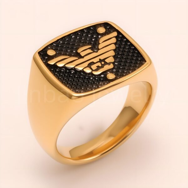 Men's Black - Gold Engraved Totem Ring, Bold Vintage Jewelry | YYDZ-22J
