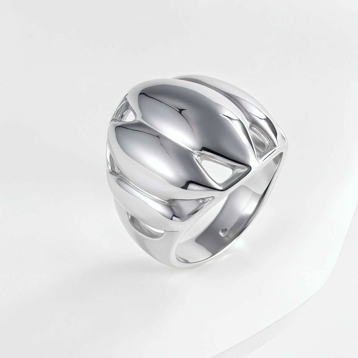 Elegant Lotus Petal Stainless Steel Ring Women's Ring | ML041 - Image 4