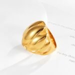 Elegant Lotus Petal Stainless Steel Ring Women's Ring | ML041 - Image 3