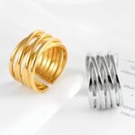 Multi-ring retro stacked design stainless steel women's ring | G00716