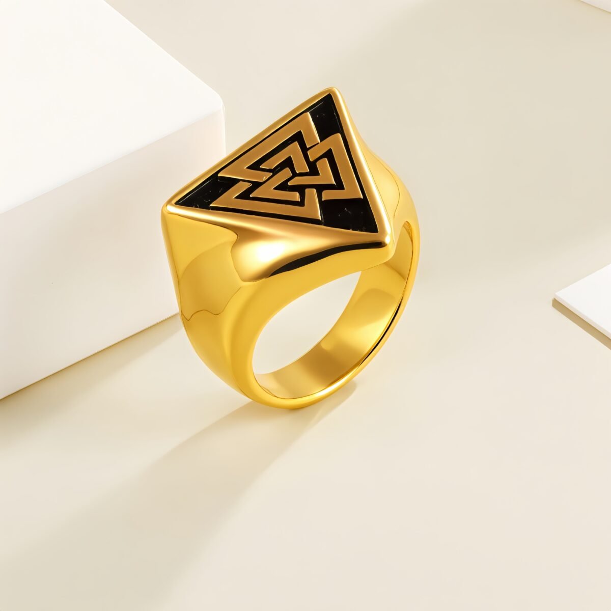Nordic Retro Triangle Hip Hop Men's Stainless Steel Ring | G00994 - Image 2