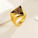 Nordic Retro Triangle Hip Hop Men's Stainless Steel Ring | G00994 - Image 2