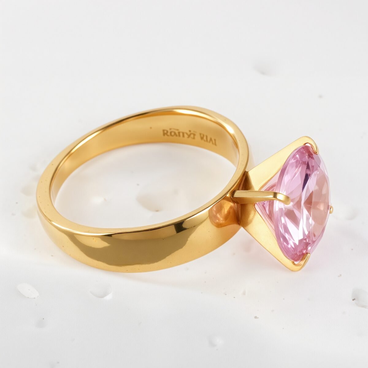 Stainless steel women's ring with large pink gemstone丨ST82 - Image 3