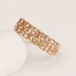 Vintage Champagne Diamond Stainless Steel Luxury Women's Ring | N001995J - Image 3